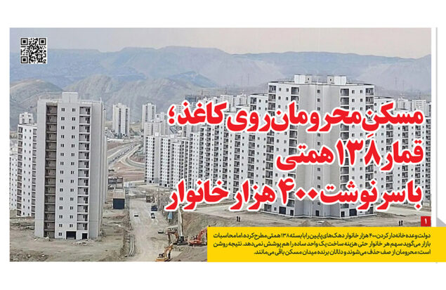 مسکن محرومان کاغذی و وعده ۱۳۸ همتی خانهدار کردن دهکهای پایین